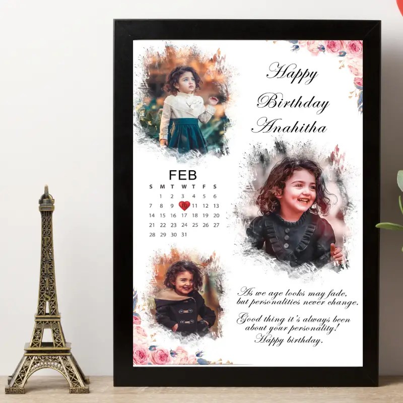 Copy of Copy of Untitled Design (2) Birthday Photo Frames for Wall Decor as Birthday Gifts, Black or white Frame Size (A4 SIZE) For 3 Photo - Image 1