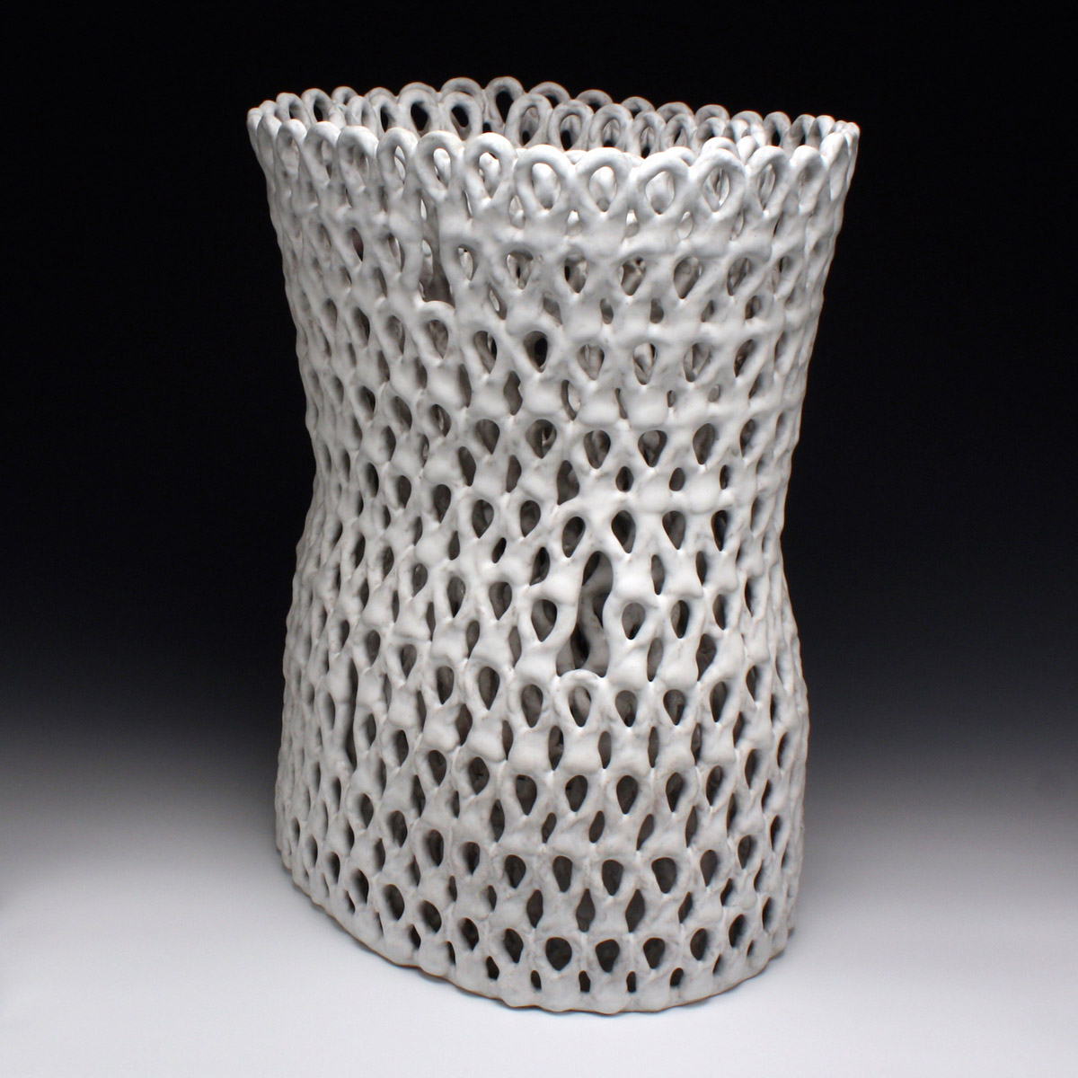 Stoneware, slip, Cone 6 Oxidation, double wall, hand-built, 24h x 18w x 15d inches