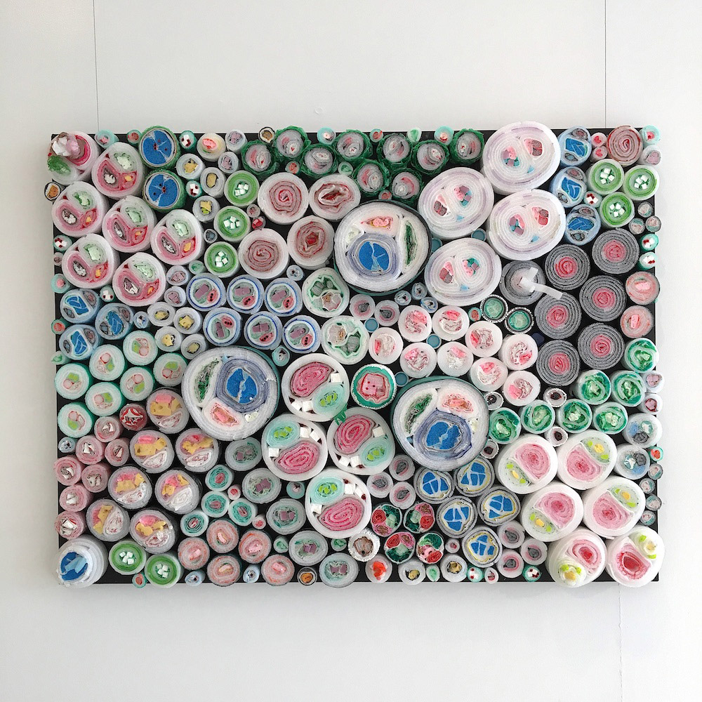 2016, Plastic and Foam Assemblage Wall Relief, 36" x 48"