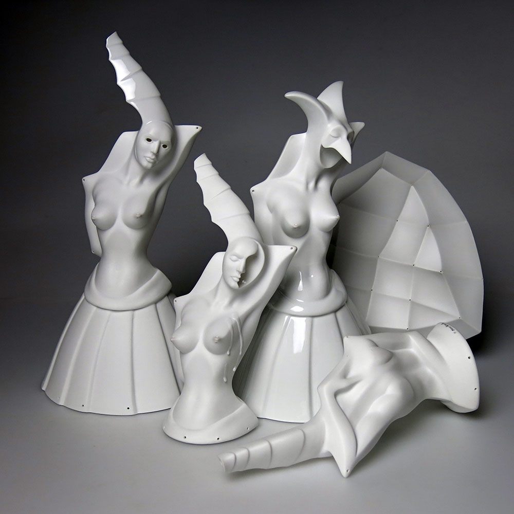 2015, Porcelain, Gas reduction firing at Cone 14, Overglaze painting