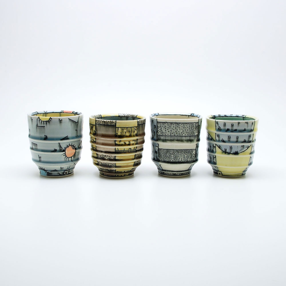 porcelain, glaze, inlaid black slip, cone 8, electric fired, 2015