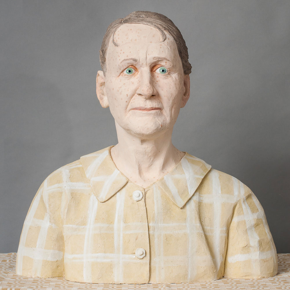 2010, life size: 21 x 21 x 13 inch (53 x 53 x 34 cm). Hand build ceramics and pigments, fired at 1868°F (1020°C) watercolored