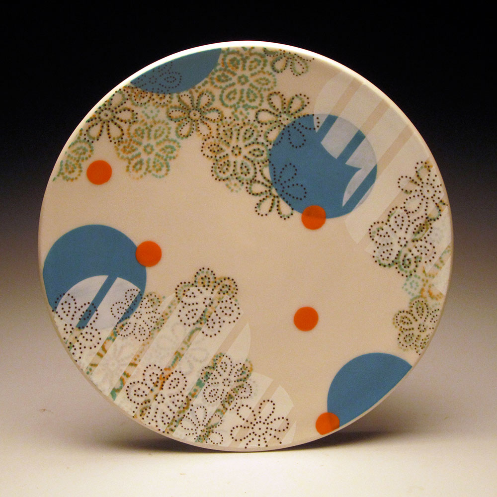 Porcelain with decals, 1” x 10.5” x 10.5”