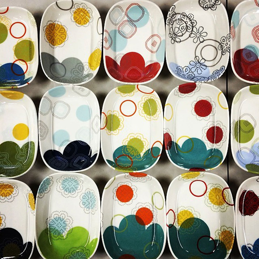 Porcelain with decals, 1.5”h x 5.25” x 7.5” each