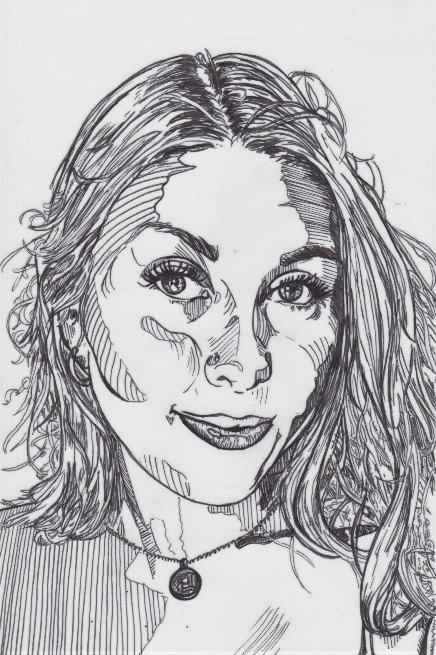 Sharpie portrait, woman smiling