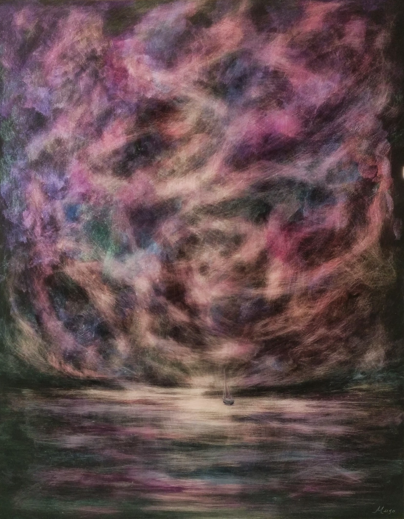 Celestial, 16" X 20", Oil and Resin on Cradled Panel