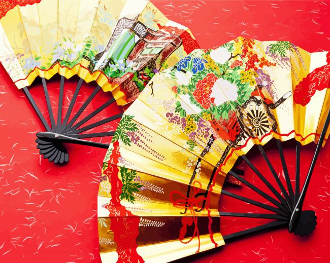 Japanese Hand Fans Painting by Numbers Fans