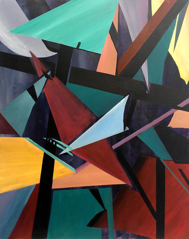 An abstract acrylic painting