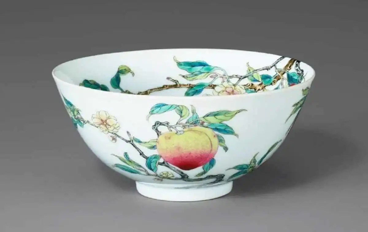 Asian Art Week New York Yongzheng famille rose bats and peaches bowl