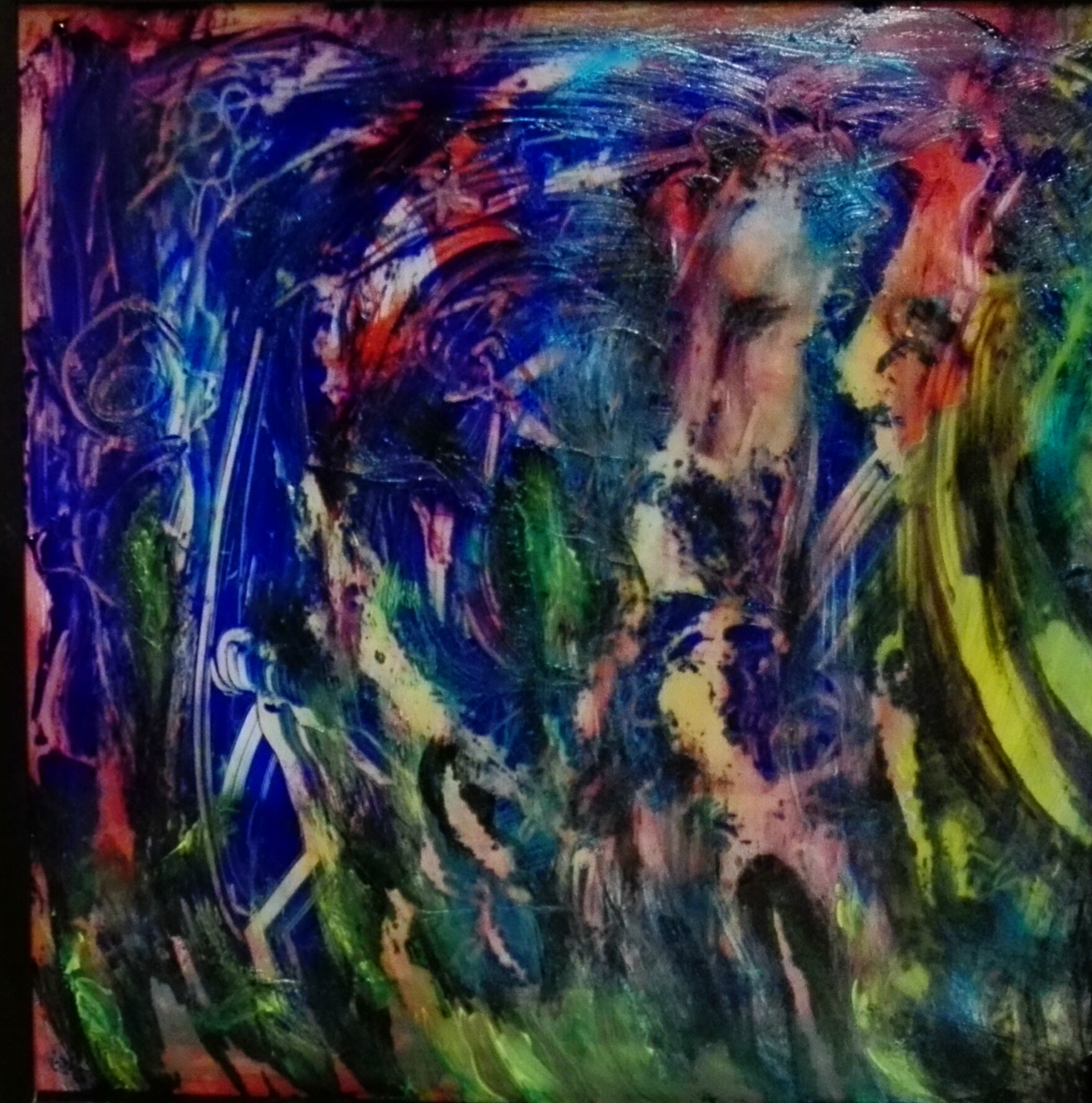 "Experiences", acrylic on glass, cm 40 x 40, 2017