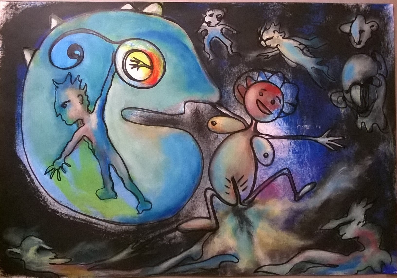 “Orgasm”, acrylic and mixed media on paper, cm 48 x 33, 2015