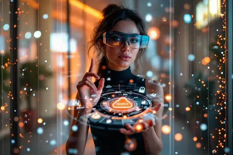 Estudios de mercado con IA. Representación de inteligencia artificial aplicada al análisis de datos de mercado
