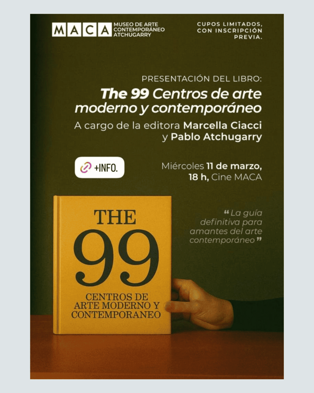 MACA | Presentación  The 99 Centros de arte moderno y contemporáneo, Marcella Ciacci y Pablo Atchugarry