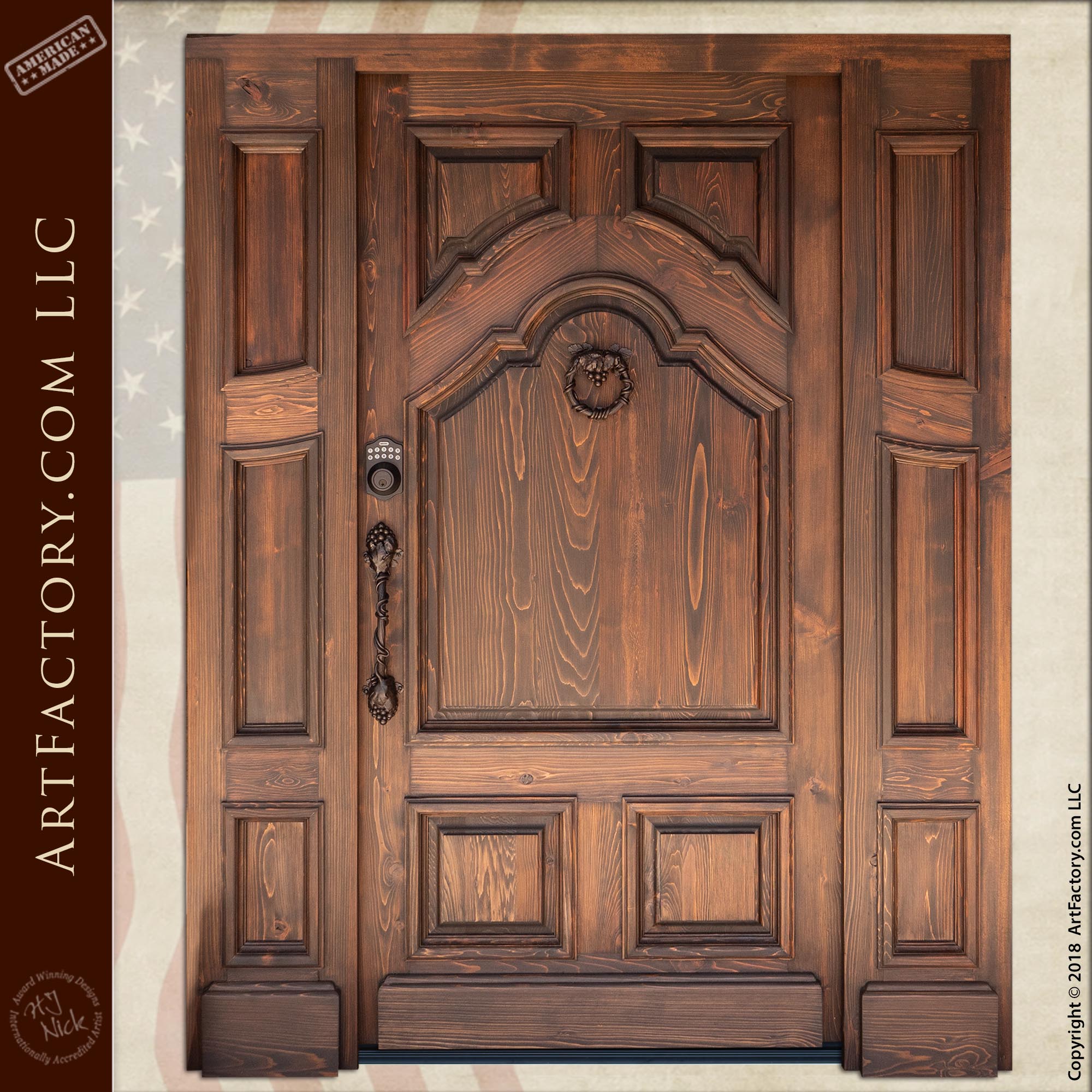 Custom Wood Panel Door Master Handcrafted With Accent Side Panels