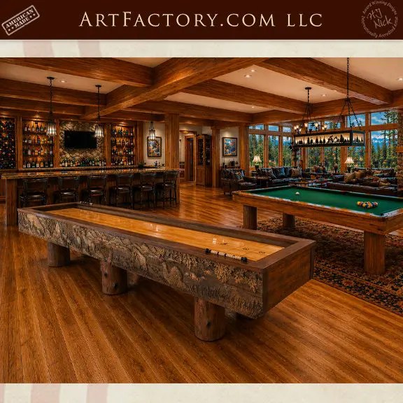 Mountain Lodge Shuffleboard Table: Hand Carved By Master Craftsmen - CST6260