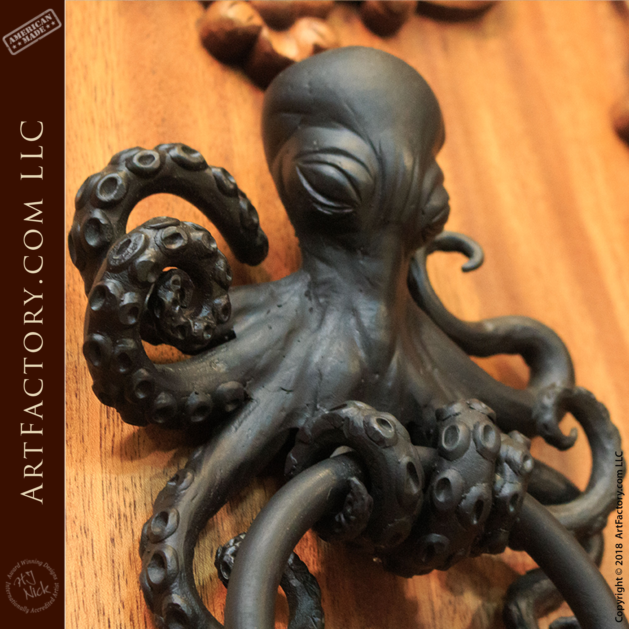 Iron Hand Forged Octopus Door Knocker - HH9851 - ArtFactory.com