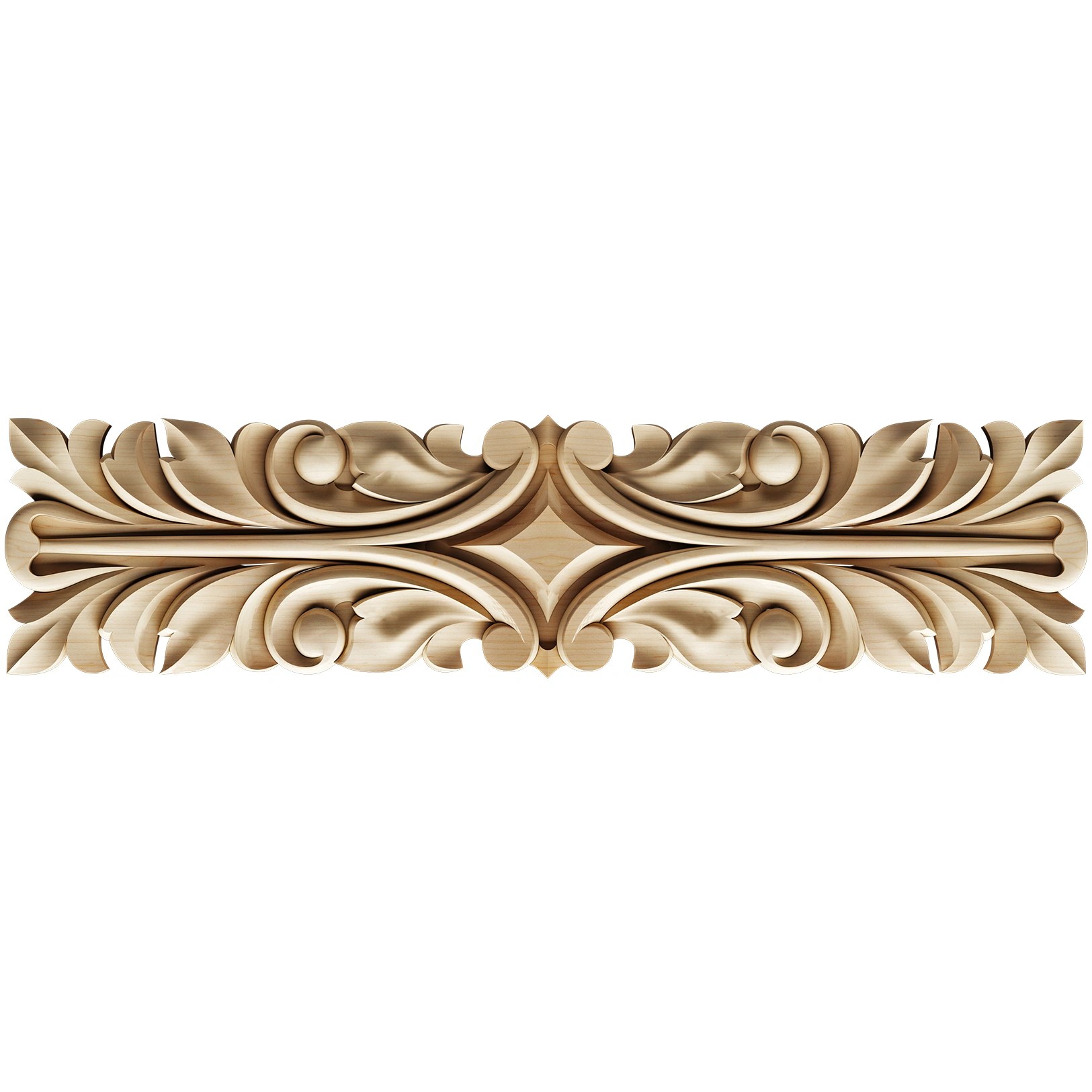 horizontal rectangular applique with acanthus leaf style