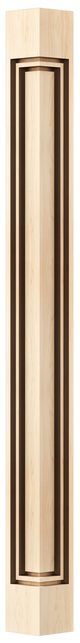 Natural wood post with angular vertical recesses and durable construction