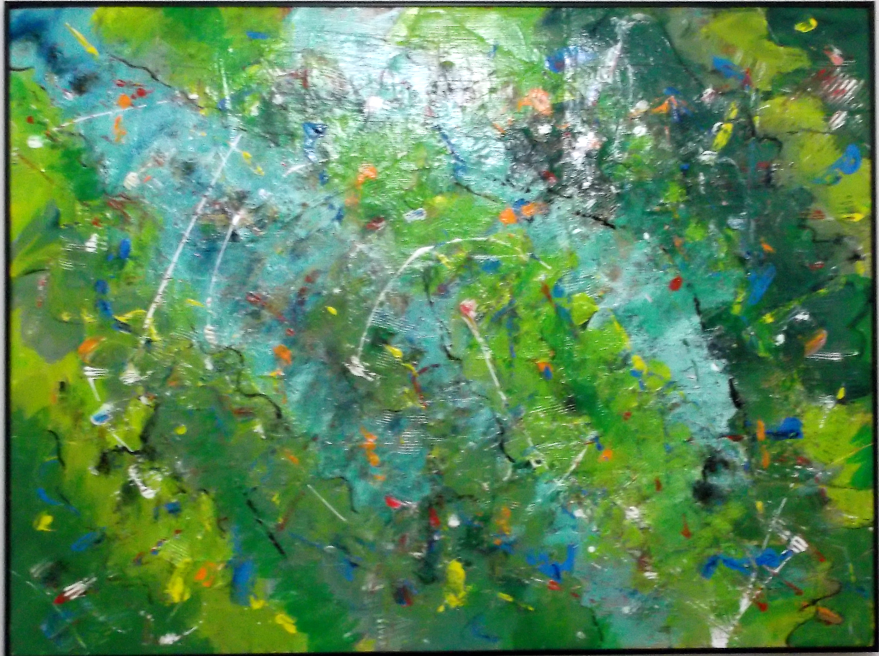 Title: Aerial: Large framed acrylic abstract