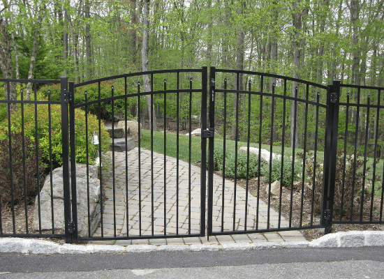 Black aluminum double arch gate