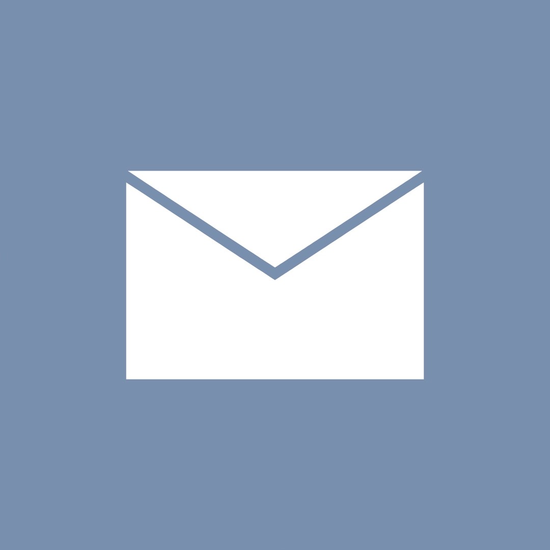 White envelope with blue/grey background representing email