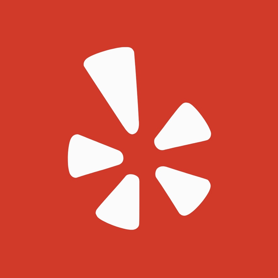 White yelp icon with red background