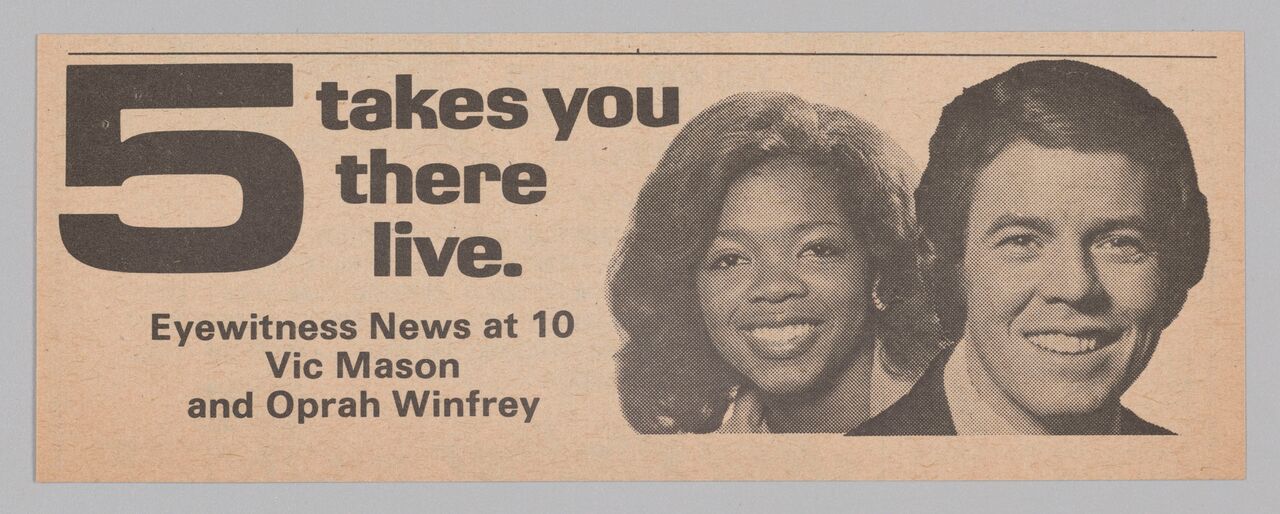 Advertisement for Eyewitness News at 10, 1975Collection of the Smithsonian National Museum of African American History and Culture, Image Credit: National Museum of African American History & Culture
