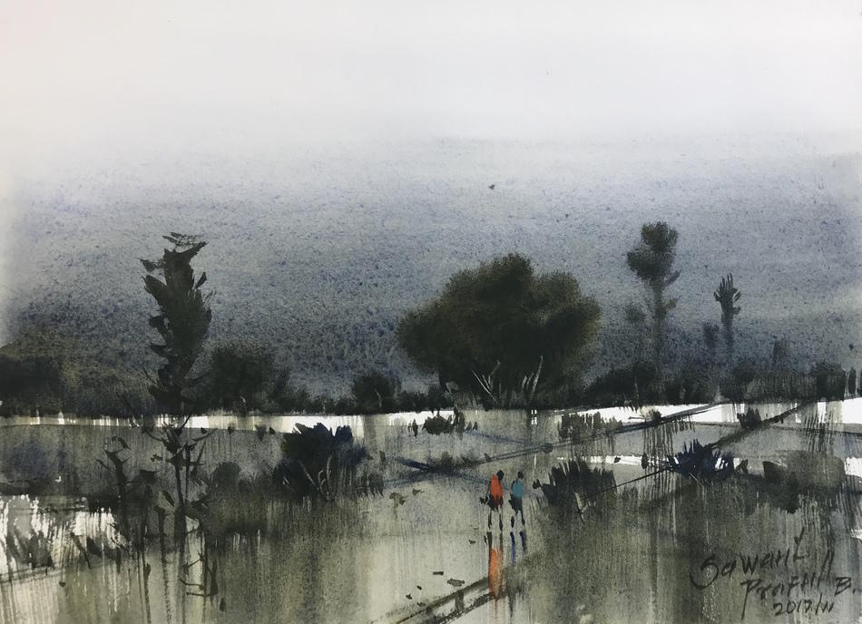 как нарисовать реку акварелью