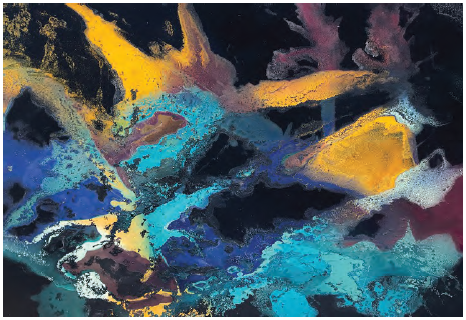 Vibrant Erick Sandlin abstract art painting with bold colors