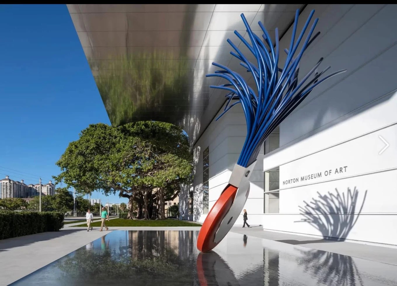 Norton Museum of Art modern architecture and entrance in West Palm Beach Florida.
