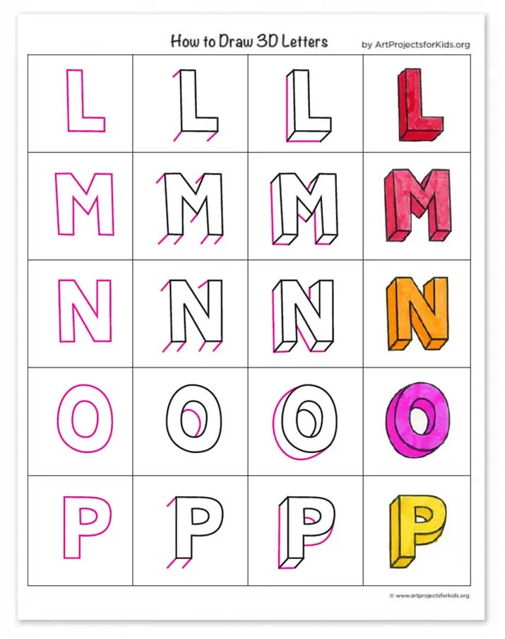 How to draw 3d block letters a z