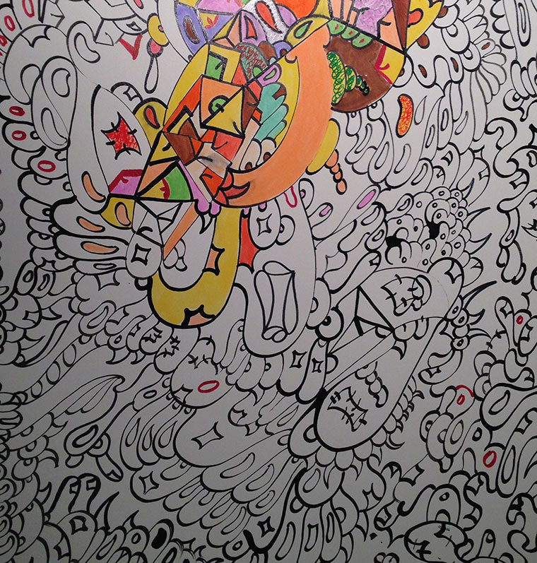 Title: Drawing Process-- Medium: Mix Media On Wood Panel, 12x16in--By DSC, 2015
