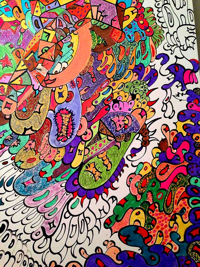 Title: Drawing Process-- Medium: Mix Media On Wood Panel, 12x16in--By DSC, 2015