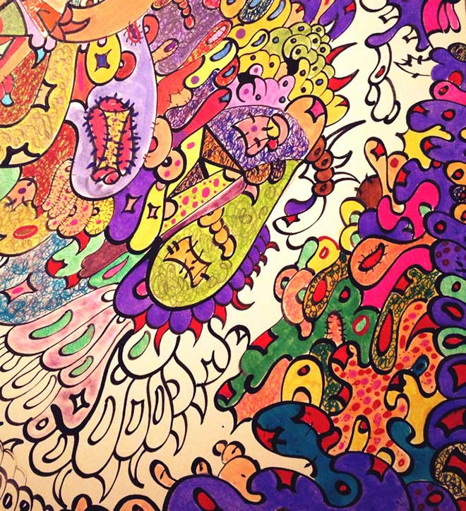 Title: Drawing Process-- Medium: Mix Media On Wood Panel, 12x16in--By DSC, 2015