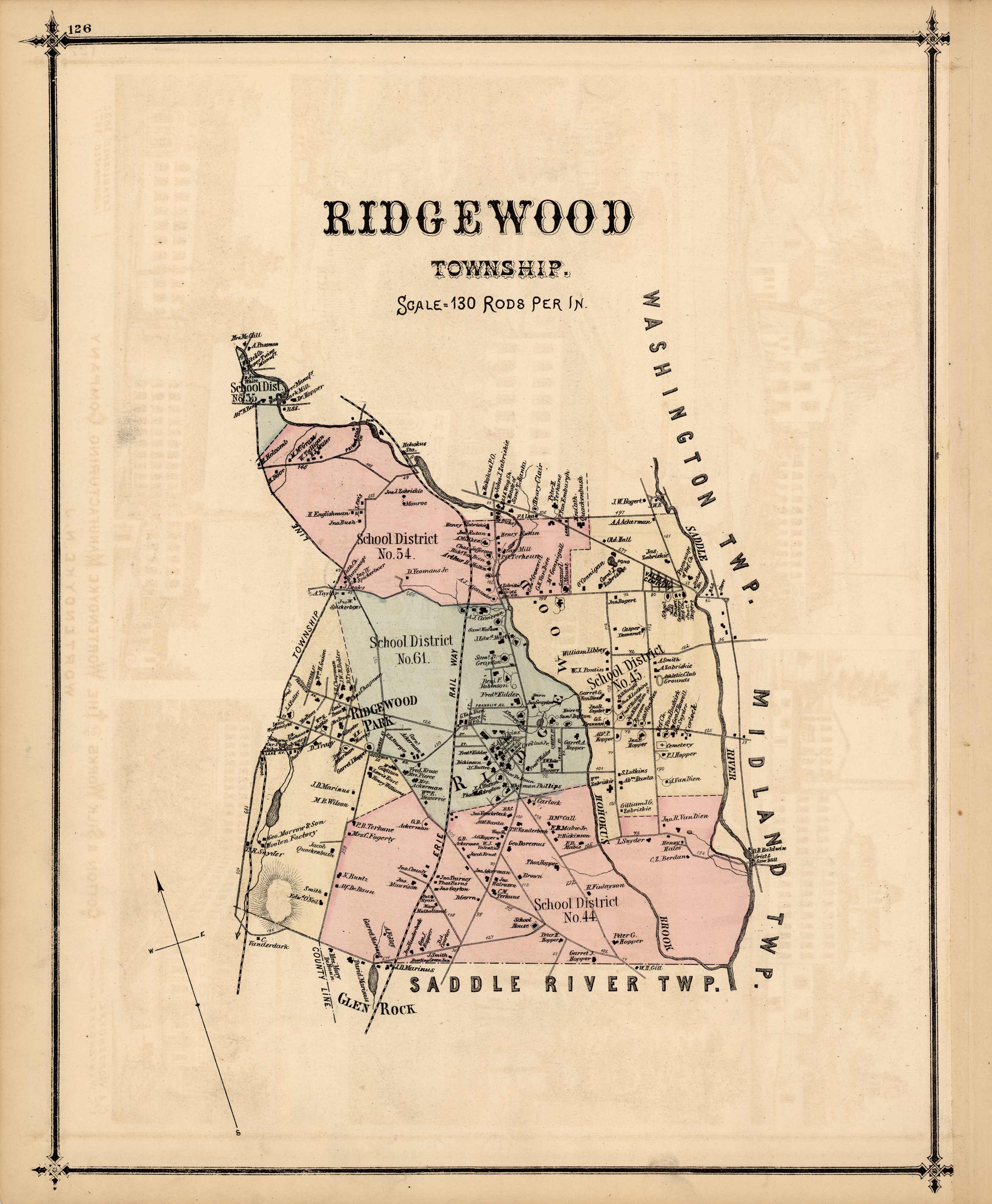 Map Of Ridgewood NJ 1876 RIDGEWOOD 