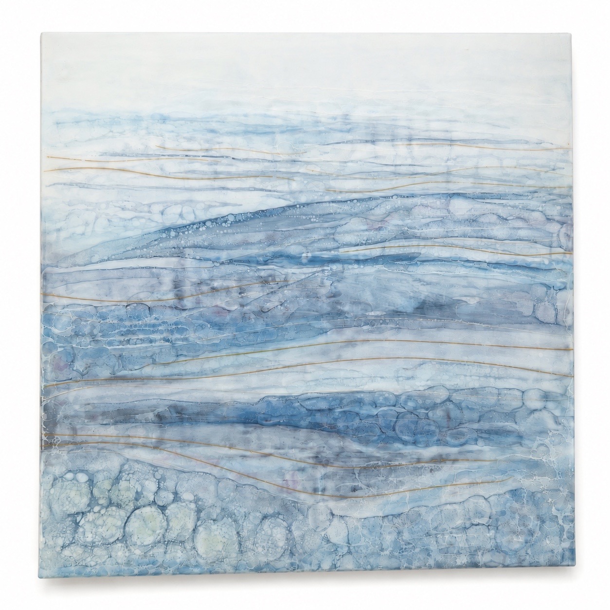 square-shaped artwork with an inky abstract ocean scene