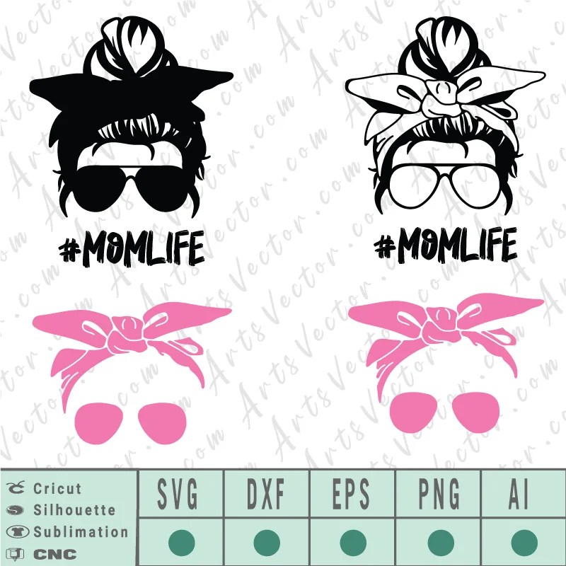 Silhouette image of a woman drinking coffee svg, dxf, and png clip art. Mom life messy Bun SVG EPS DXF PNG AI Instant Download