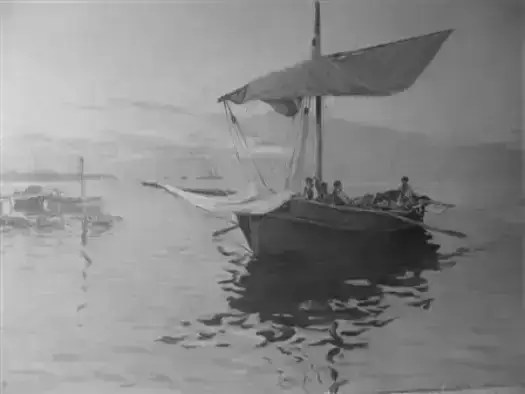 Same painting converted to grayscale — value structure