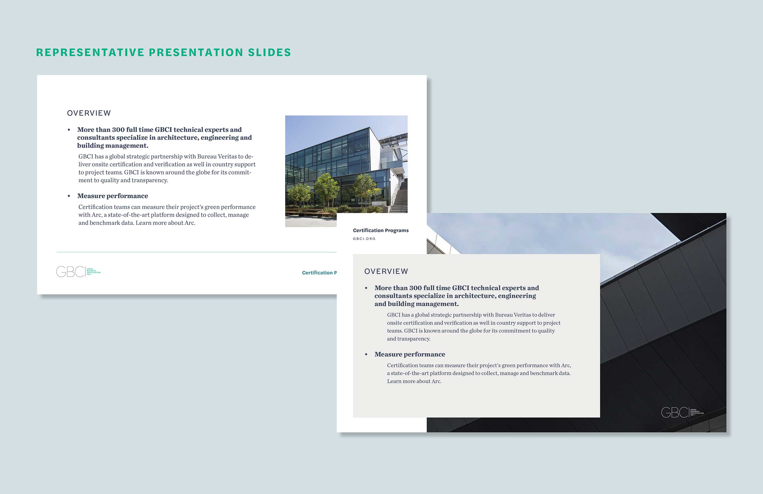 Examples of two presentation slides.