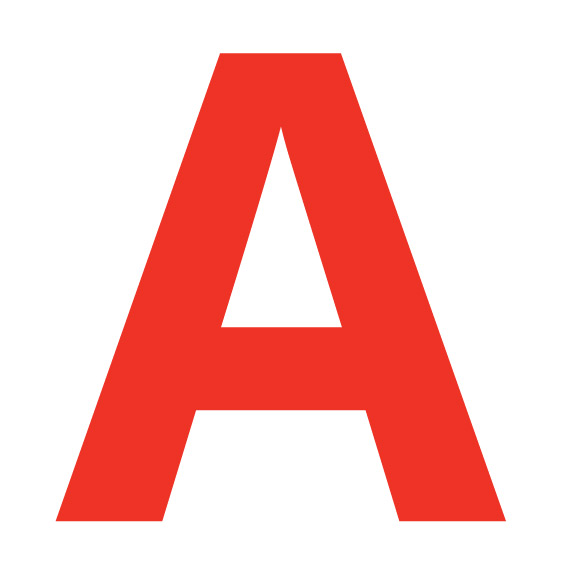 The letter "A" in a red typeface.