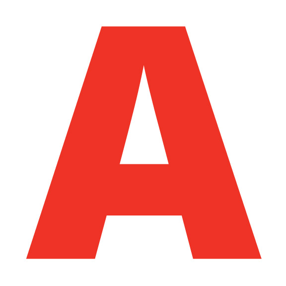 The letter "A" in a red, extra bold font.