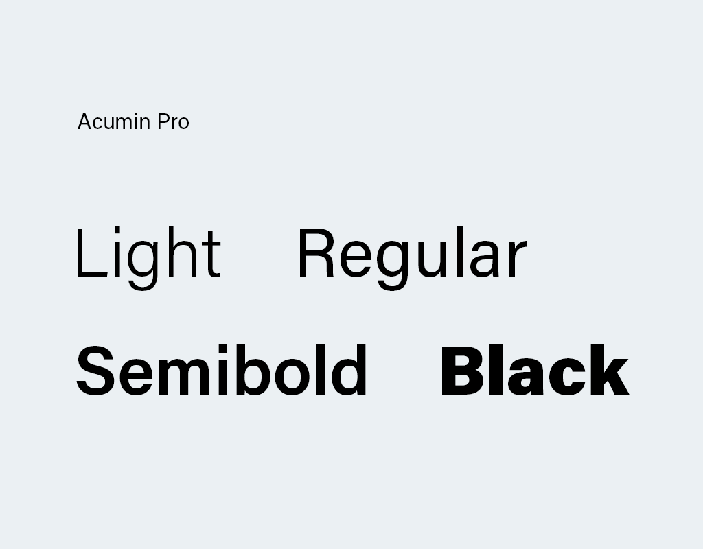 Acumin Pro typeface in various font weights.