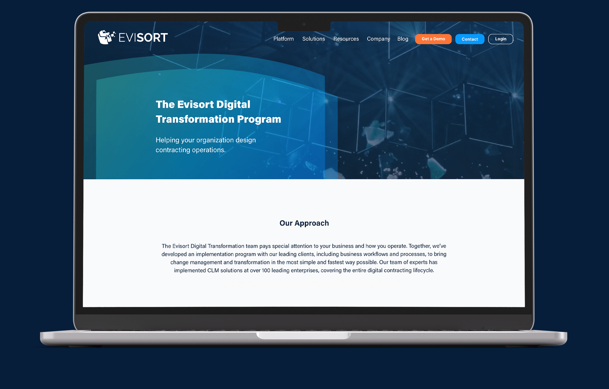 A digital transformation program webpage displayed on a laptop screen.