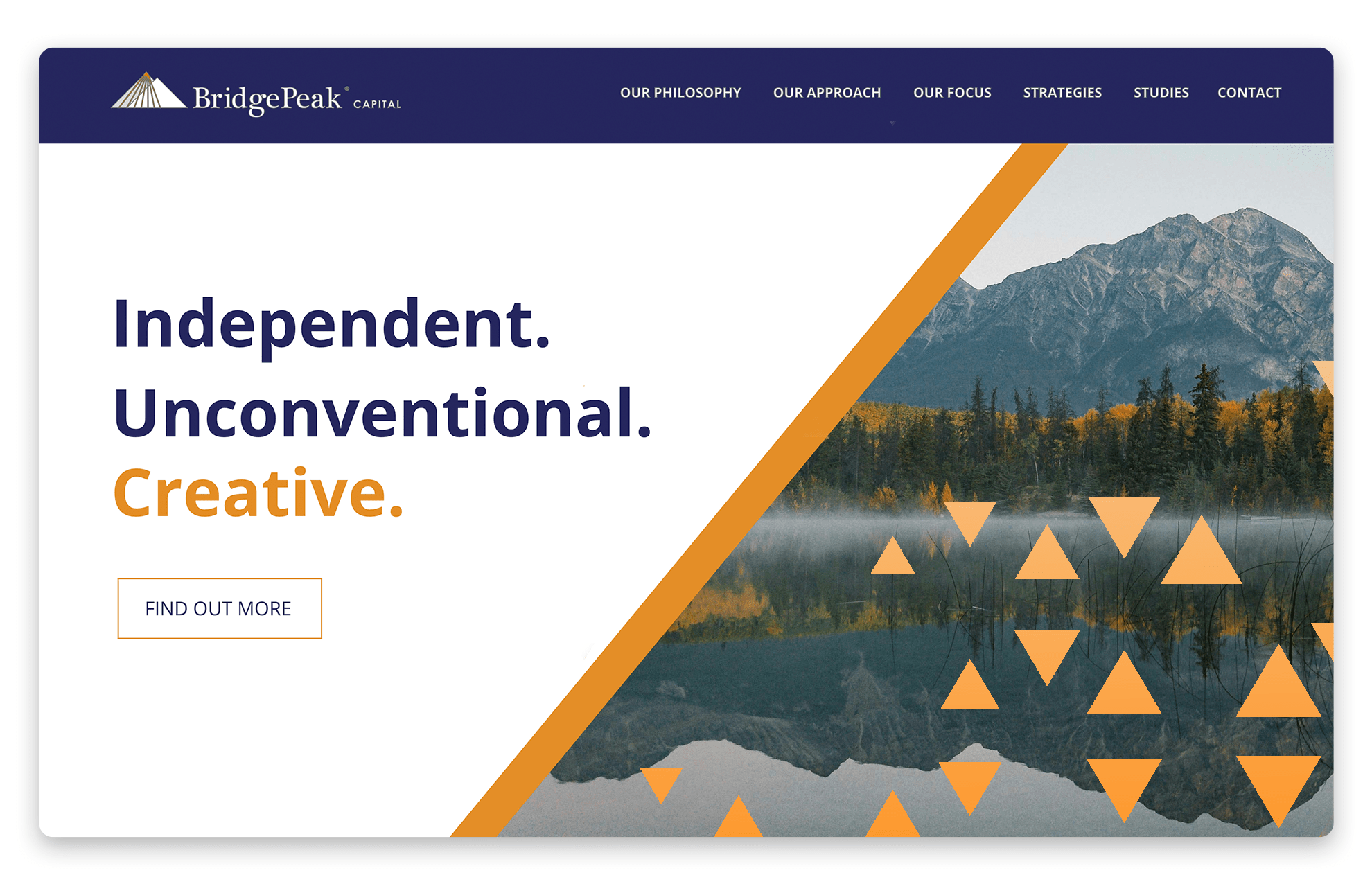 Home header landing page of a financial company website.