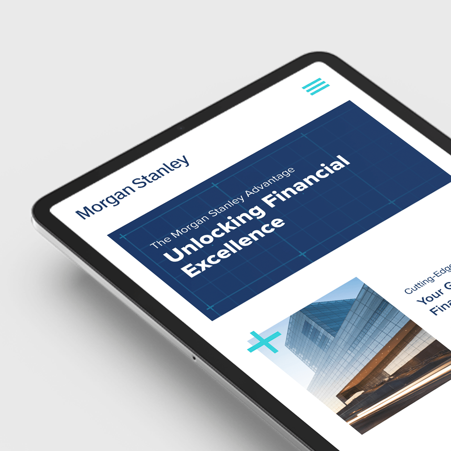 A tablet device screen showing a financial website.