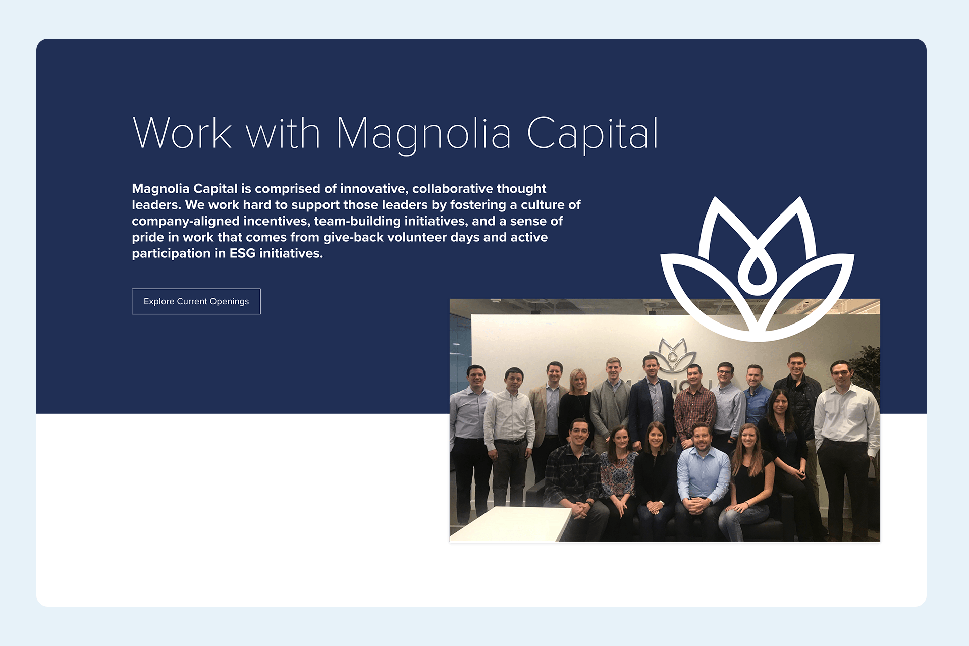 A web design interface for a real estate investing company.