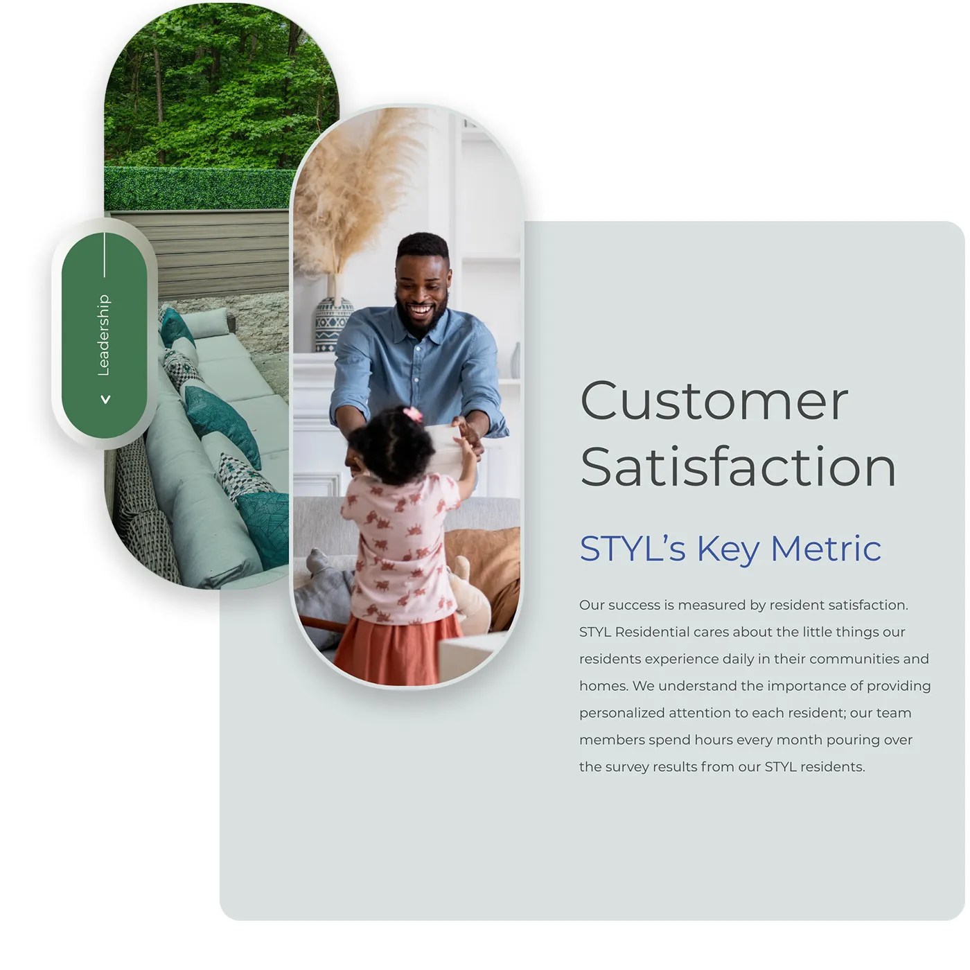 Customer Satisfaction UI section for a residential properties company.