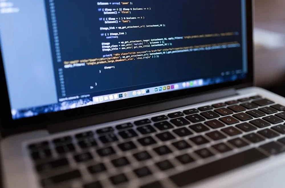 Programming language displayed on screen.