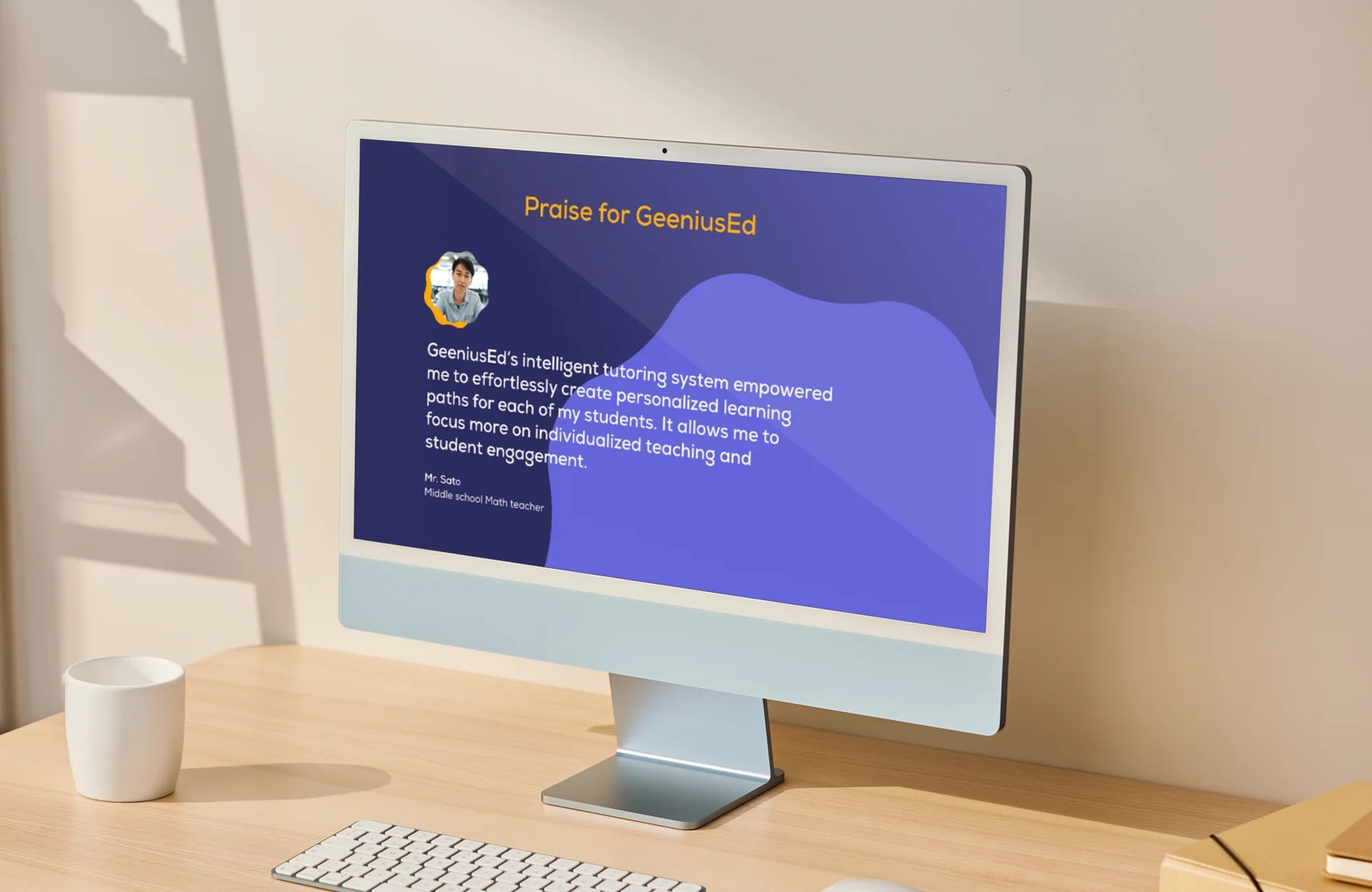 Testimonial section from a website of an AI learning app shown on a desktop screen.