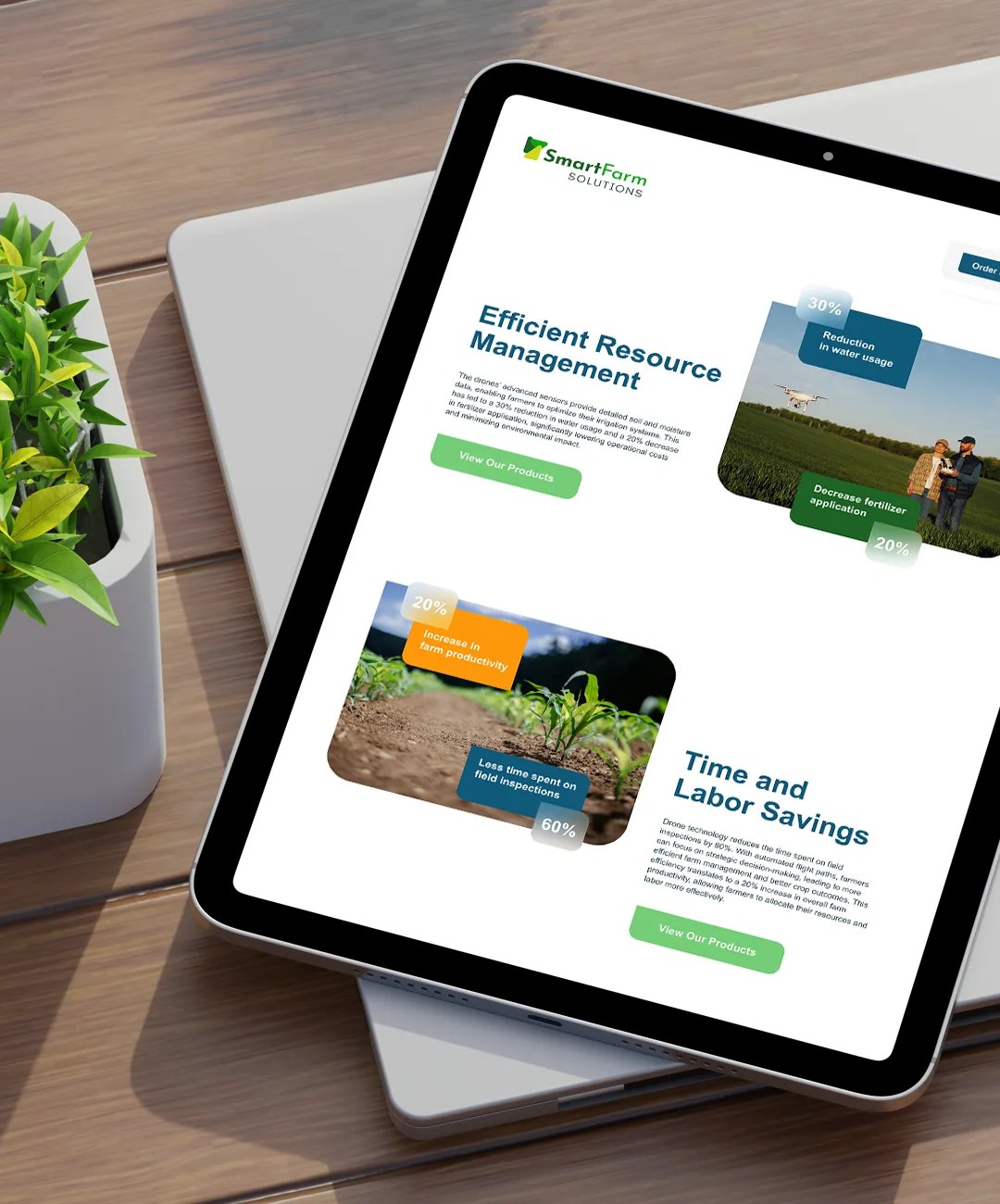 Tablet displaying a user interface of the website designed by ArtVersion web design team.